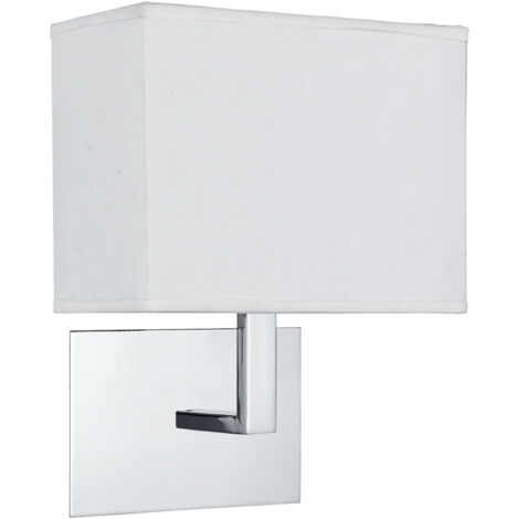 Lampada da parete cromo, paralume rettangolare bianco cromato in tessuto d'acciaio dolce