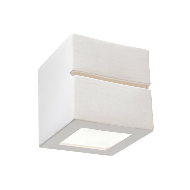 Image of Licht-erlebnisse - Lampada da parete per interni Applique a forma di Cubo design moderno Downlight in gesso color bianco A:15 cm E27 - Bianco