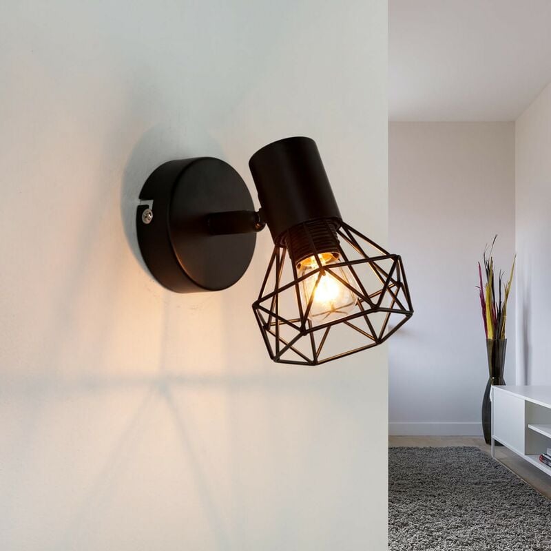 Image of Lampada da parete dal design geometrico nero Applique Spot da parete per interni - Nero