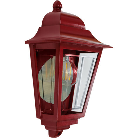 Lampada da parete DECO LANE 1xE27 60W IP44 alluminio rosso, policarbonato trasparente H:32,5cm L:19,3cm dimmerabile