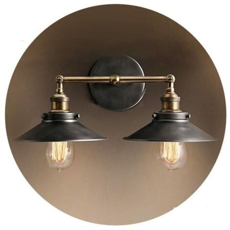 Lampada da parete doppia vintage in metallo e27 60w 63x29cm EDM