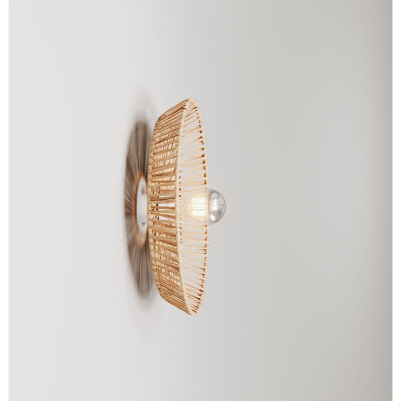 Image of Creative Cables - Lampada da parete e soffitto con paralume in rafia Moorea Con lampadina - Neutro - Con lampadina