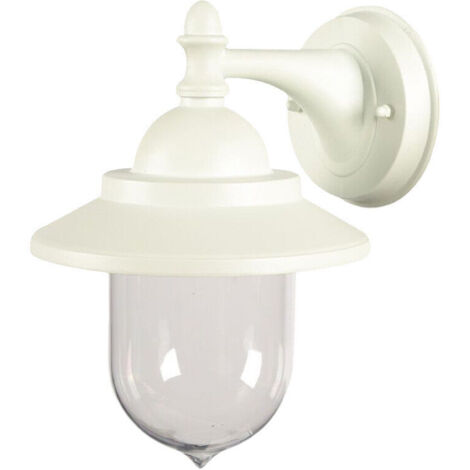 LAMPADA DA PARETE E27 PER ESTERNO IP44 BIANCA APPLIQUE A LANTERNA IN ALLUMINIO E PVC IDEALE PER GIARDINI TERRAZZI E INGRESSI