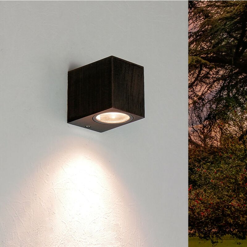 Image of Licht-erlebnisse - Lampada da parete esterna aalborg dal design moderno Downlight spot da giardino marrone - Marrone antico