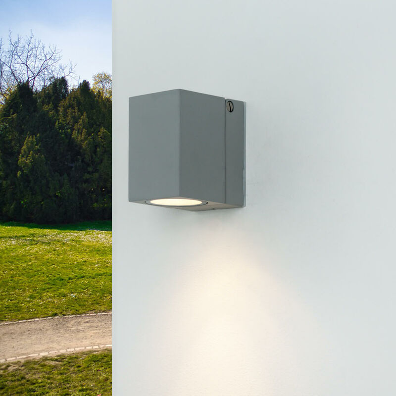 Image of Licht-erlebnisse - Lampada da parete esterna aalborg desin moderno grigio GU10 IP44 per giardino Applique a muro - Grigio