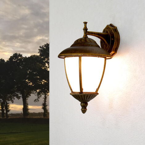 lampada da parete esterna della luce Madrid vetro metallo antikgold / Rice vetro pietra L: 23,5 centimetri B: 20cm H: 37cm IP43