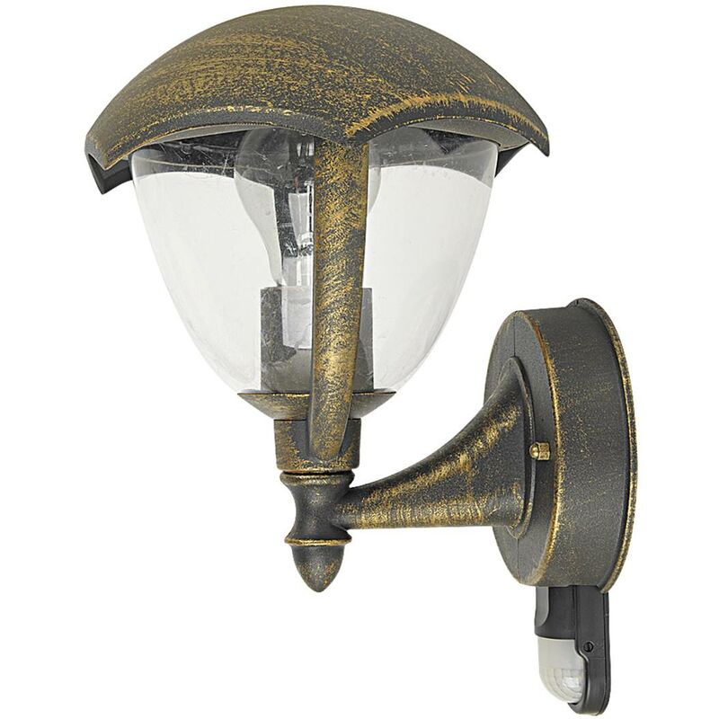 Image of Lampada da parete esterna della luce Miami metallo plastica antikgold l: 21cm b: h 20cm: 29,2cm con sensore IP44