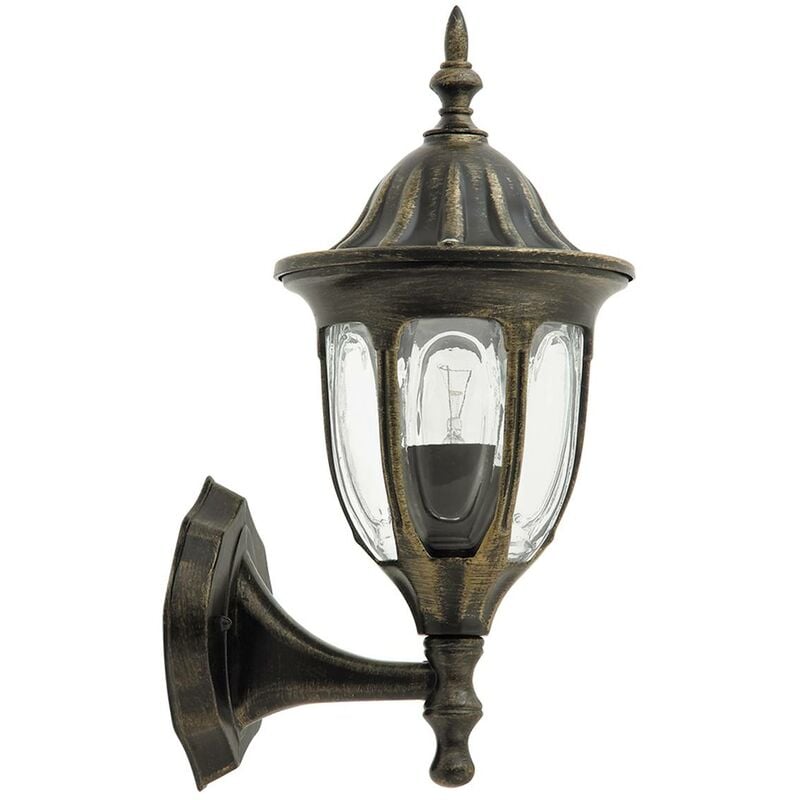 Image of Lampada da parete esterna della luce Milano vetro metallo antikgold l: 22cm b 16,5 cm h: 37cm IP43
