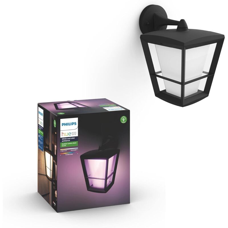 Philips Hue White and Color Ambiance, Lampada Smart da Parete per Esterni Econic (Down), Led Integrato, 15W, Nero