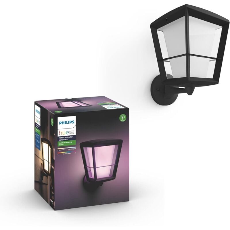 Ledkia - Philips Hue White and Color Ambiance, Lampada Smart da Parete per Esterni Econic (Up), Led Integrato, 15W, Nero