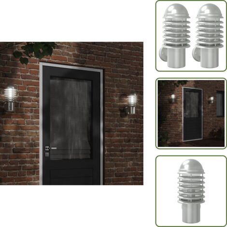 Lampada da parete esterna - vidaXL Applique da Esterno 2 pz Argento in Acciaio Inossidabile - Illuminazione esterna giardino