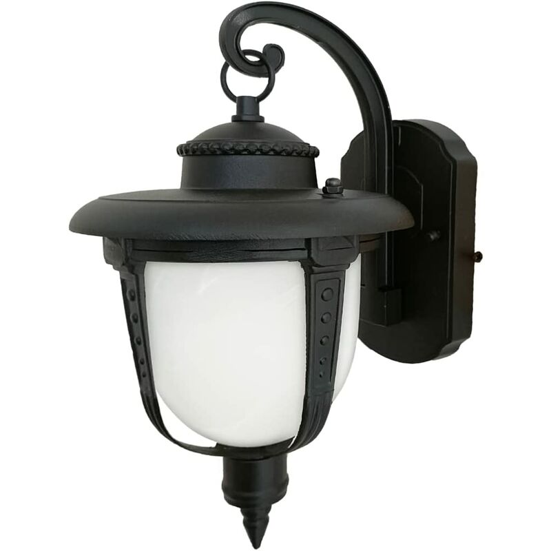 Image of Maka - lampada lampione lanterna applique da muro vintage in ferro battuto - Nero