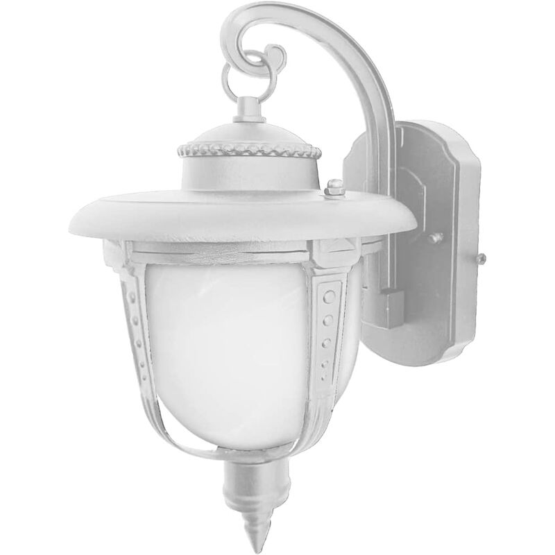Image of Maka - lampada lampione lanterna applique da muro vintage in ferro battuto - Bianco