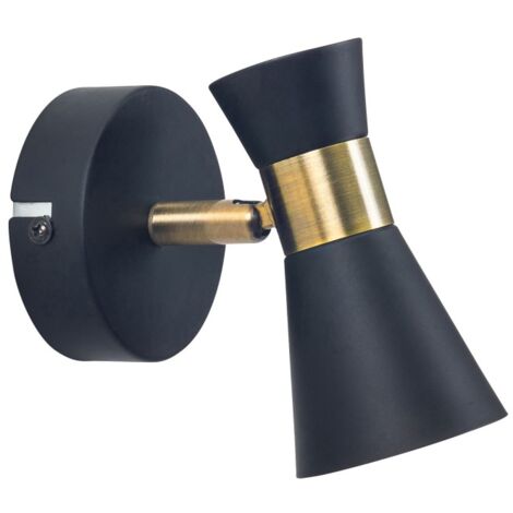 Lampada da parete Eufo nera con finitura oro per lampadina GU10