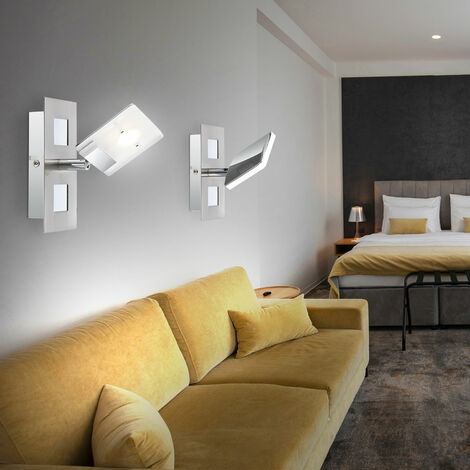 Lampada da parete faretto da parete faretto da parete faretto da corridoio, faretto mobile, nichel satinato, LED 6W 380Lm bianco caldo, LxL 15x7cm, set di 2
