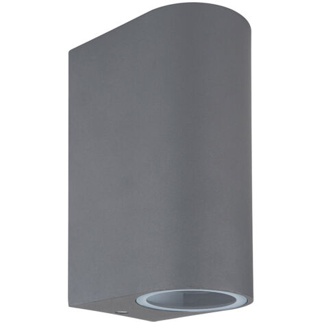 Lampada da parete Faretto da parete Up & Down GU10 Lampada da parete da esterno antracite, IP44 antispruzzo 2 fiamme, vetro trasparente, 2x prese GU10, HxLxÜ 15x6,8x9,2 cm