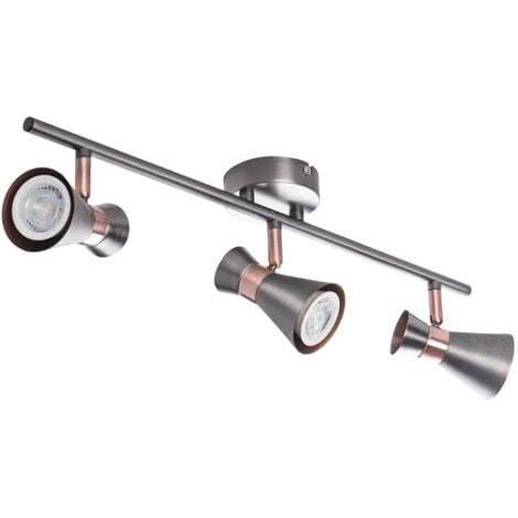 lampada da parete faretto mileno argento ramato orientabile 3 luci GU10
