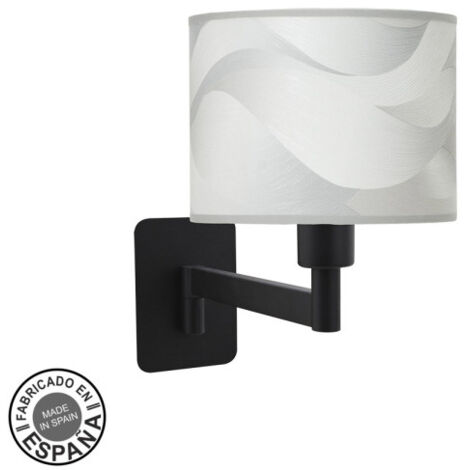 Lampada da parete fashion 1xe14 nero/grigio wave 26x17x28 cm