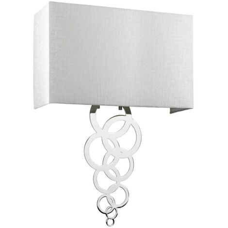 Lampada da parete grande a 2 luci Rosa, cromo lucido, paralume in finta seta avorio