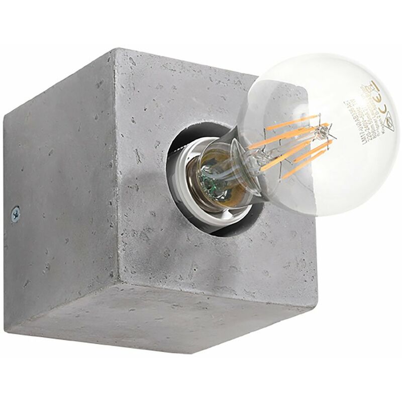 Image of Etc-shop - Lampada da parete grigia Lampada da parete quadrata in cemento Lampada da parete scala per interni, senza paralume, grigio, 1x E27 LxA