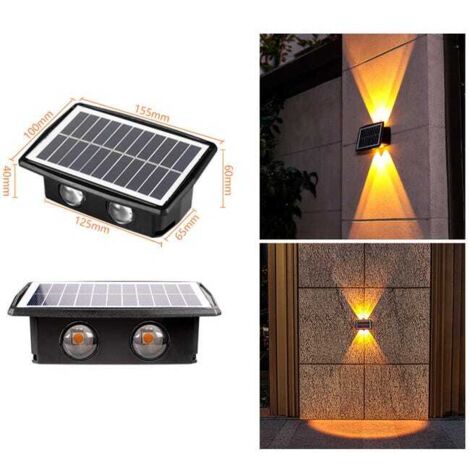 Lampada da parete impermeabile ad energia solare per esterni, luce a specchio convesso a 4 LED ad alta luminosità, gialla, doppia velocità, adatta per la porta d'ingresso