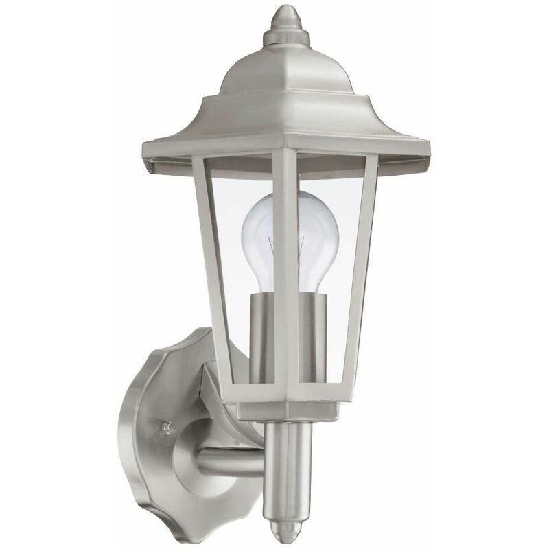 Image of Lampada da parete lampada da esterno lanterna argento lampada da giardino lanterna in acciaio inox, plastica trasparente, attacco 1x E27, LxHxP