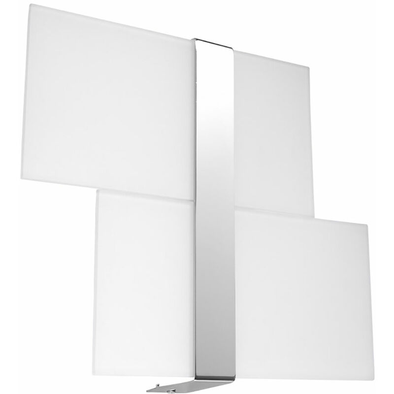 Image of Etc-shop - Lampada da parete in metallo e cromo applique da parete corridoio soggiorno luce con paralume in vetro, satinato, 2x G9, LxPxH 28x39x6 cm,