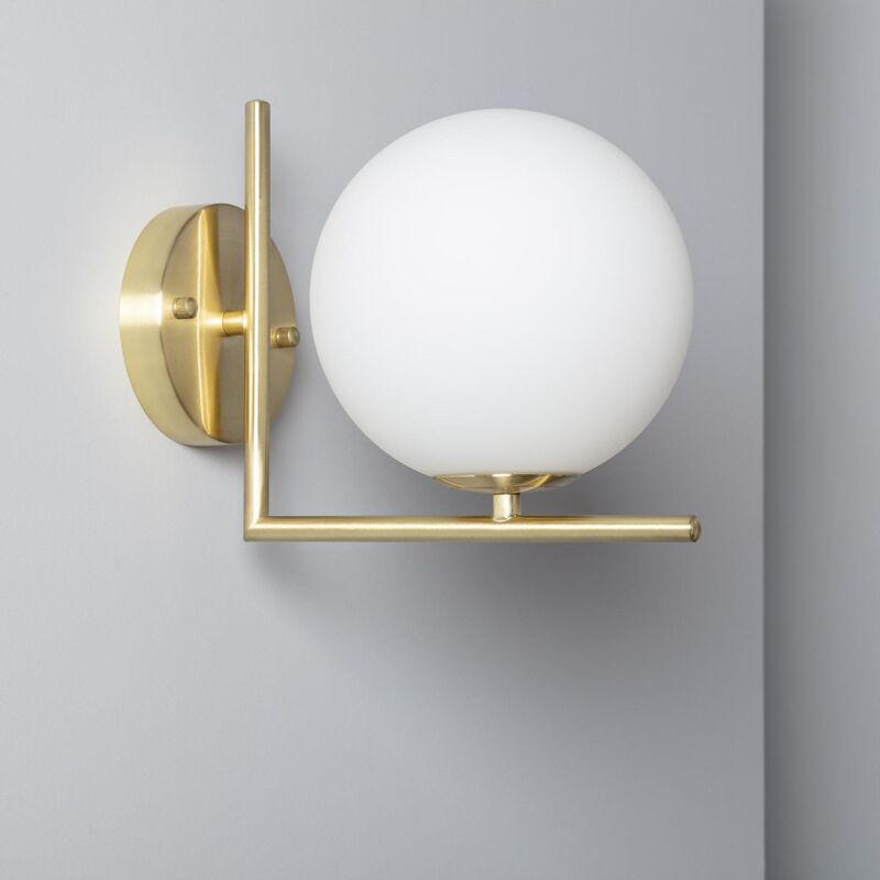 Image of Lampada da Parete Metallo e Vetro Moonlight Design Dorato