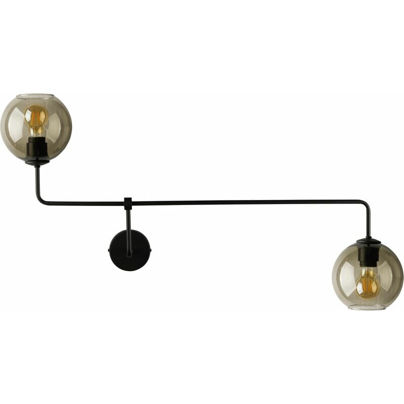 Image of Lampada da parete con braccio per interni dal design retrò in stile industriale in vetro color nero Monaco - Nero, nero fumo