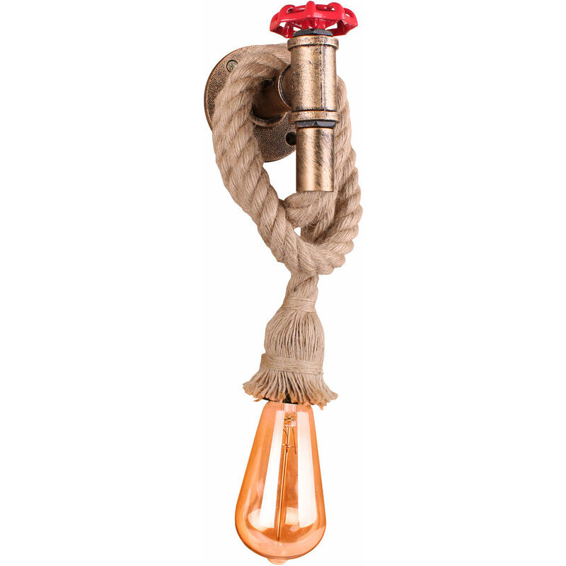 Image of Axhup - Lampada da Parete Interni, Industriale Stile Applique in Corda di Canapa, Creativo Illuminazione da Parete Tubo D'acqua per Soggiorno Camera
