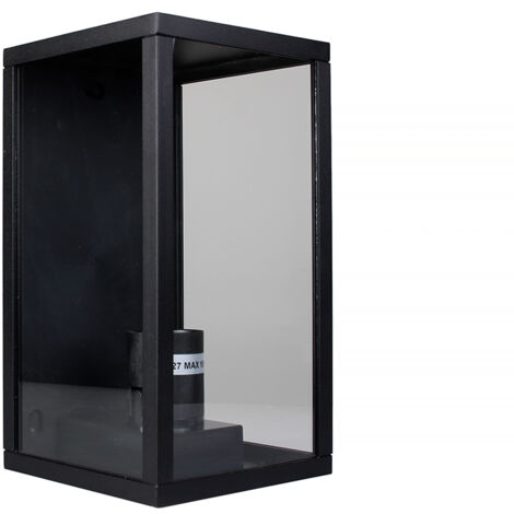 LAMPADA DA PARETE IP44 PER INTERNI ED ESTERNO IN ALLUMINIO NERO CON ATTACCO E27 - IDEALE PER GIARDINI INGRESSI E VERANDE