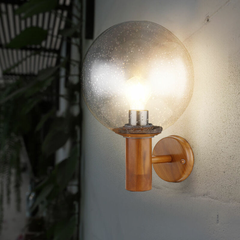 Image of Lampada da parete, lampada da esterno con rilevatore di movimento, lampada da giardino, lampada per facciate in acciaio inox, sfera di vetro, aspetto