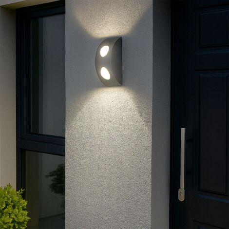 Lampada da parete Lampada da esterno Lampada da parete per casa Zona d'ingresso, IP44 2 fiamme, argento, LED 4,76W 420Lm bianco caldo, LxH 7x19cm