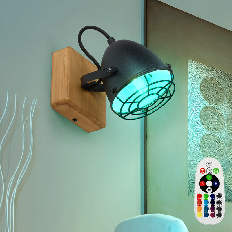 Image of Lampada da parete lampada da letto camera da letto lampada da lettura retrò lampada da soggiorno in, metallo, telecomando dimmerabile, 1x led rgb