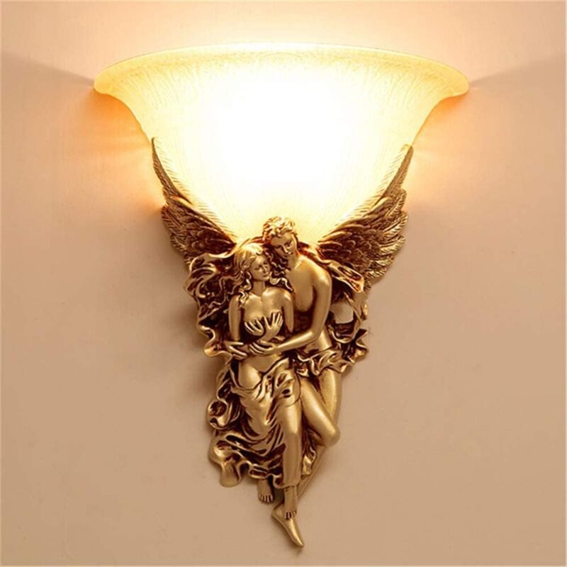 Image of Lampada da parete Lampada da parete a forma di angelo in stile europeo Soggiorno Camera da letto Lampada da parete in stile americano creativo