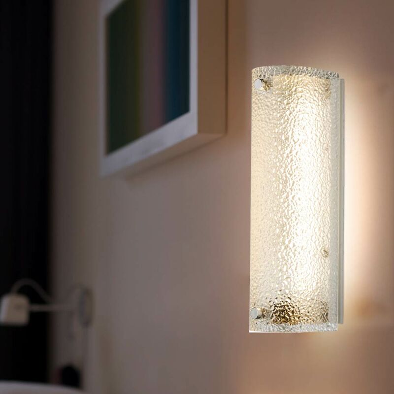 Image of Etc-shop - Lampada da parete lampada da parete faretto camera da letto lampada led in vetro commutabile, vetro cromato trasparente ghiacciato, 1x led