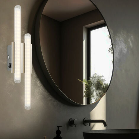 Lampada da parete lampada da parete lampada da corridoio lampada da soggiorno con aste in metallo, 2 fiamme argento cromato, LED 4W 260Lm, bianco caldo, LxPxH 40x10x5.5cm