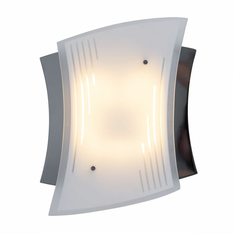 Image of Lampada da parete, lampada da parete, design, luce per interni, lampada decorativa, metallo verniciato, cromo, vetro satinato, dettagli decorativi,