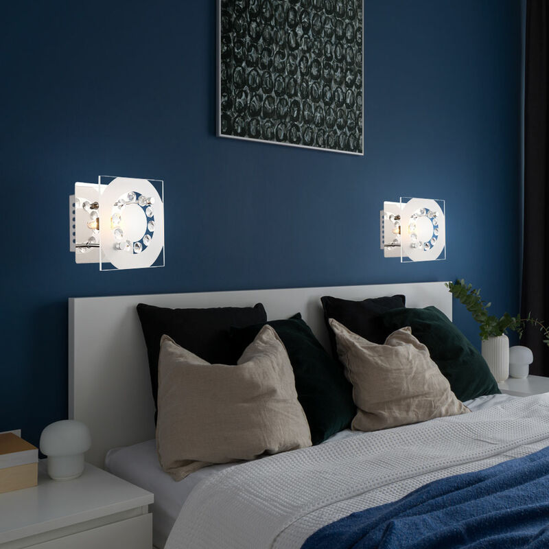 Image of Lampada da parete lampada da parete lampada di cristallo lampada da soggiorno in vetro lampada da corridoio cromo, cristalli K5, 1x 420Lm bianco