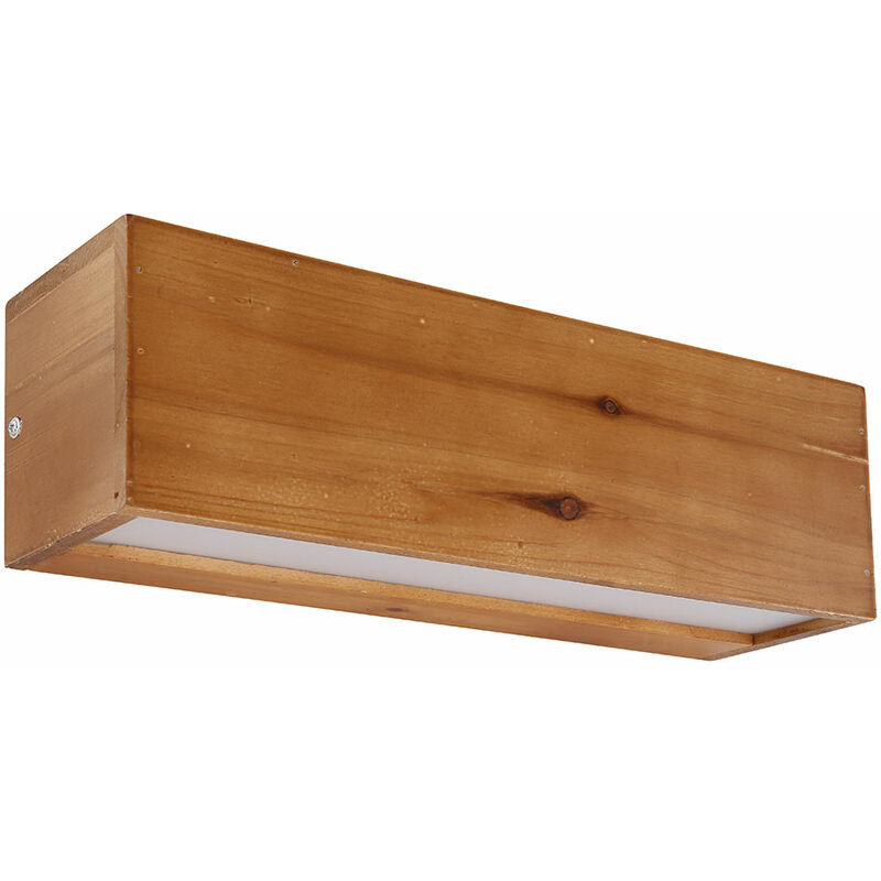 Image of Etc-shop - Lampada da parete lampada da parete lampada in legno lampada design corridoio, metallo legno opale marrone satinato cuboide, 1x led 12