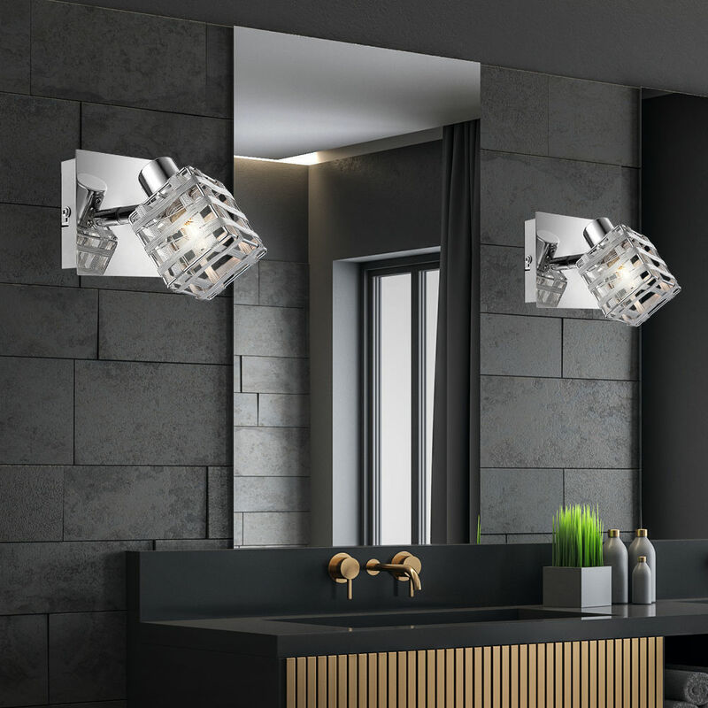 Image of Lampada da parete lampada da parete orientabile faretto da parete argento faretto da interno, schermo in rete di alluminio, AxLxP 12,5 x 9 x 11 cm,