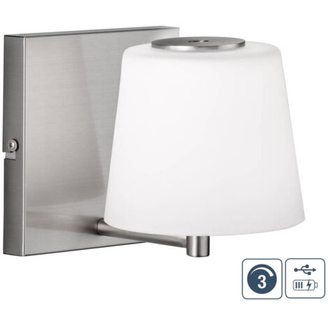 Lampada da parete lampada da parete touch dimmer sala da pranzo luce batteria dimmer USB 3 livelli, vetro metallo, 1x LED 2 watt 230 lm, PxH 14x17 cm, WOFI 4015.01.64.9000