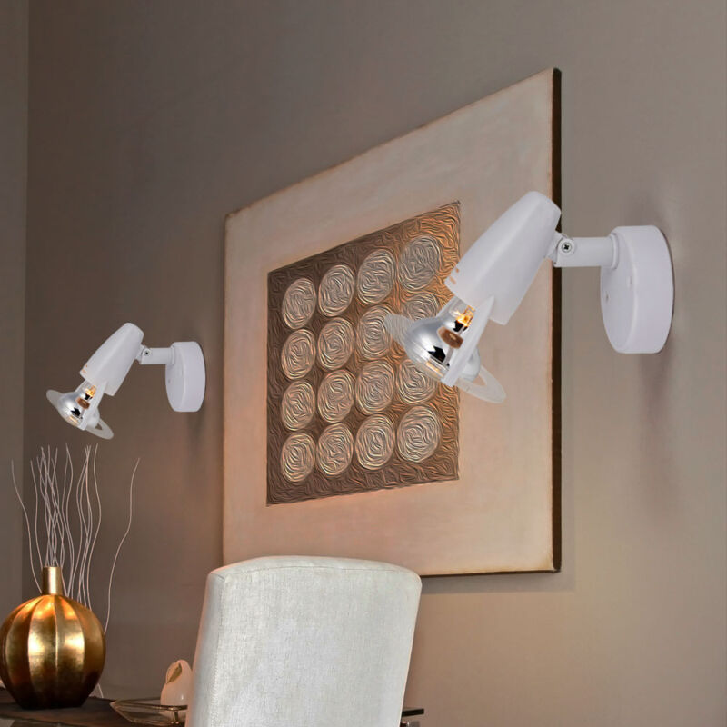 Image of Lampada da parete lampada da soggiorno lampada da camera da letto lampada da parete lampada da corridoio, plastica bianca, 1x faretto mobile E14, H