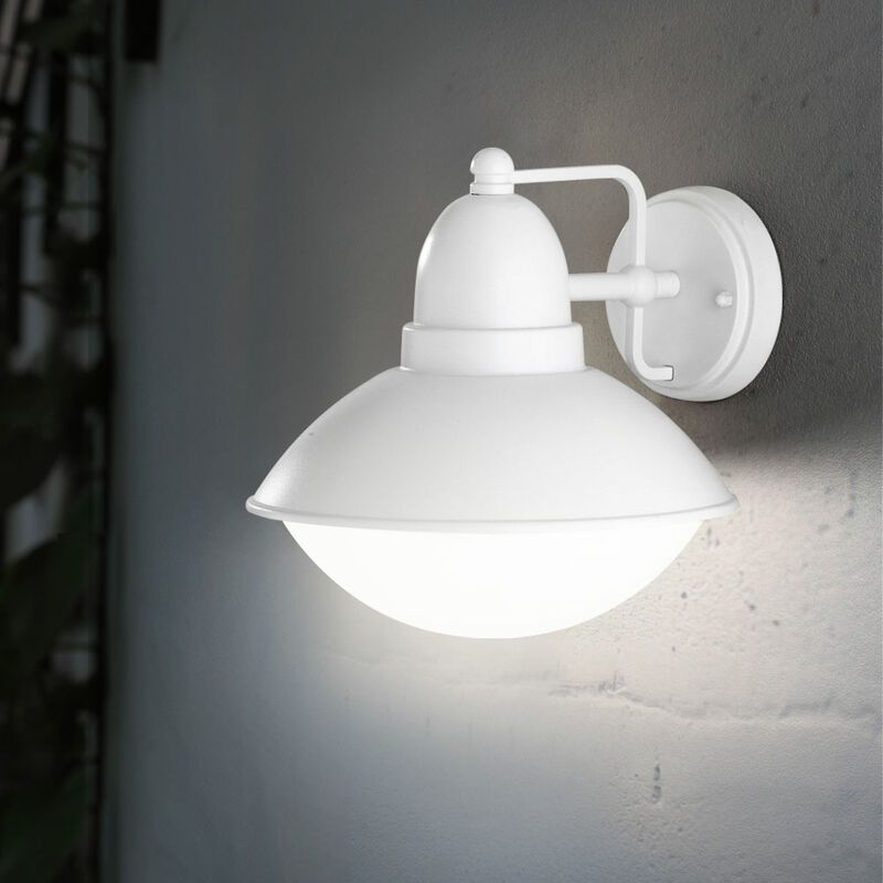 Image of Lampada da parete lanterna da giardino bianca, applique da parete per casa faretto da resistente alle intemperie, acrilico alu, 1x E27, DxH 22,5x22 cm