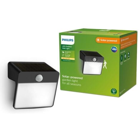 Lampada da parete led a energia solare con sensore philips yarixa 2.2w 2700k nero - 26544800