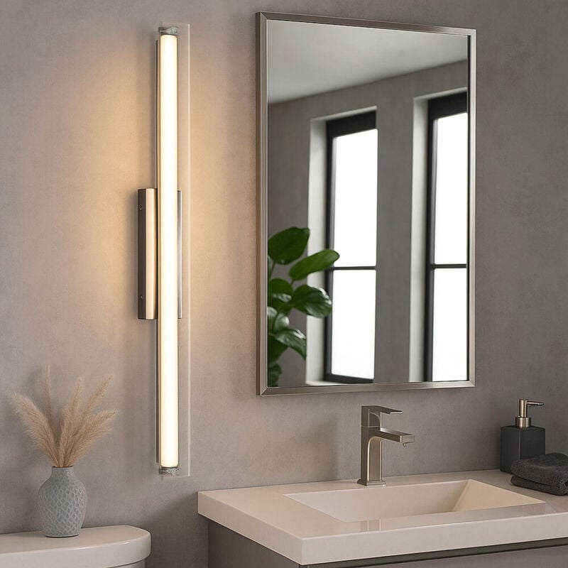 Lampada da parete LED a specchio lampada da parete lampada da bagno dimmer, metallo cromato, 8W 780Lm bianco caldo, bianco neutro, L 65 cm