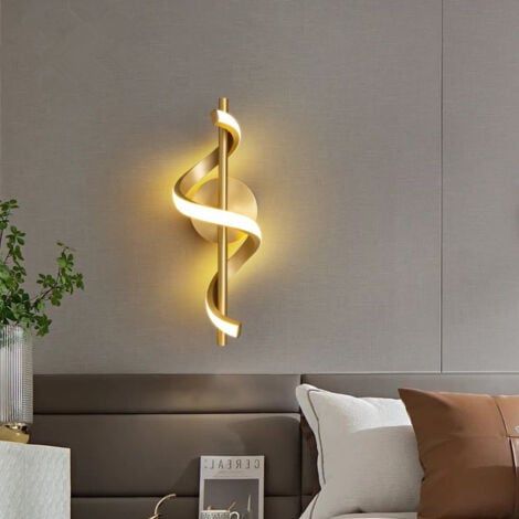 WOTTES Lampada da Parete LED Applique da Parete Spirale Creativa Lampada a Muro Oro Luce Bianco Caldo