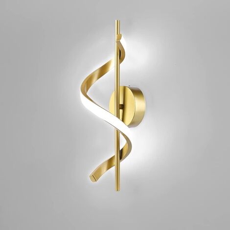 WOTTES Lampada da Parete LED Applique da Parete Spirale Creativa Lampada a Muro Oro Luce Bianco Fredda