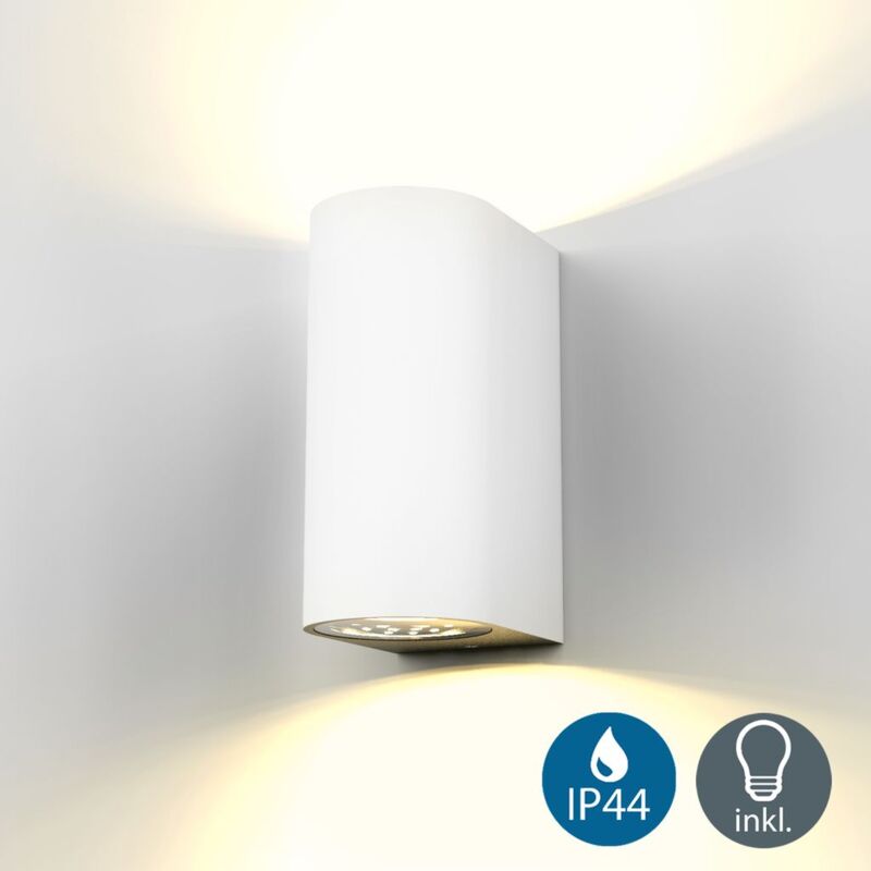 Lampada da parete led, applique per esterni, include 2 lampadine GU10 da 5W, plafoniera da parete per interni, luce calda 3000K, 800Lm, lampada a