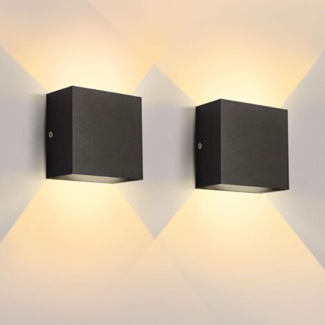 Lampada da Parete LED Moderna Interno Alluminio Applique da Parete 6W Luce Calda per Camera da Letto Soggiorno Ingresso (Pack x2 Nero)